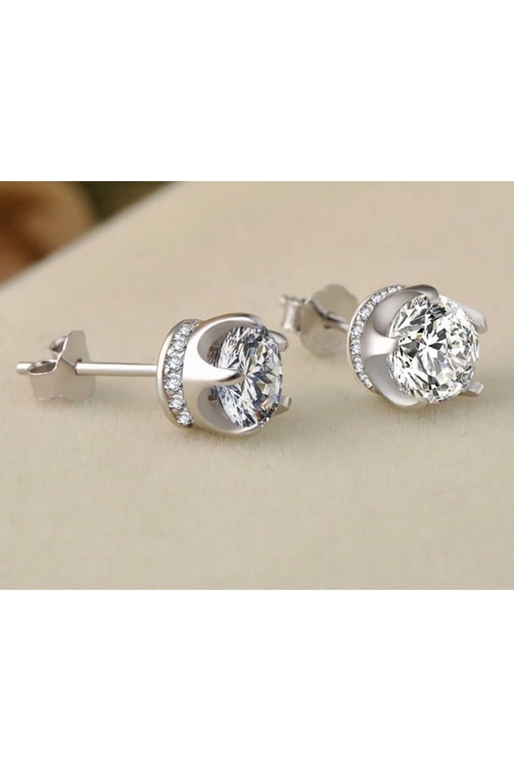 925 STERLING SILVER STUD EAR 5mm Diamonique CZ Crown Earrings Gift