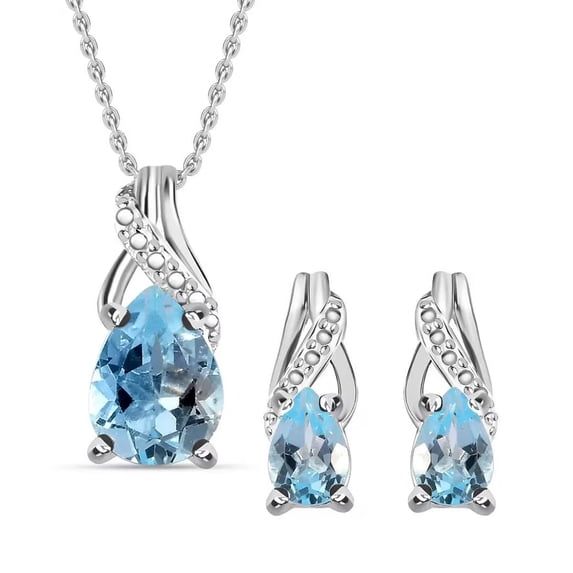 925 Set of Sterling Silver Dangle Drop Earrings & Chain Pendant Necklace Birthday Jewelry Birthday Christmas Gifts for Women Costume November Birthstone Jewelry Sets for Women Size 20''