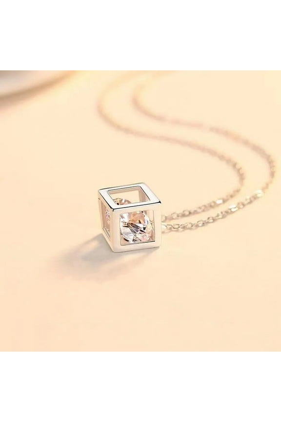 925 Silver 1 Carat Mossanite Magic Cube Necklace Pendant Clavicle Chain Men And Women Fashion Versatile Elegant Design Sense High-end Creative Personality Casual Light Luxury Niche Romantic Gift For
