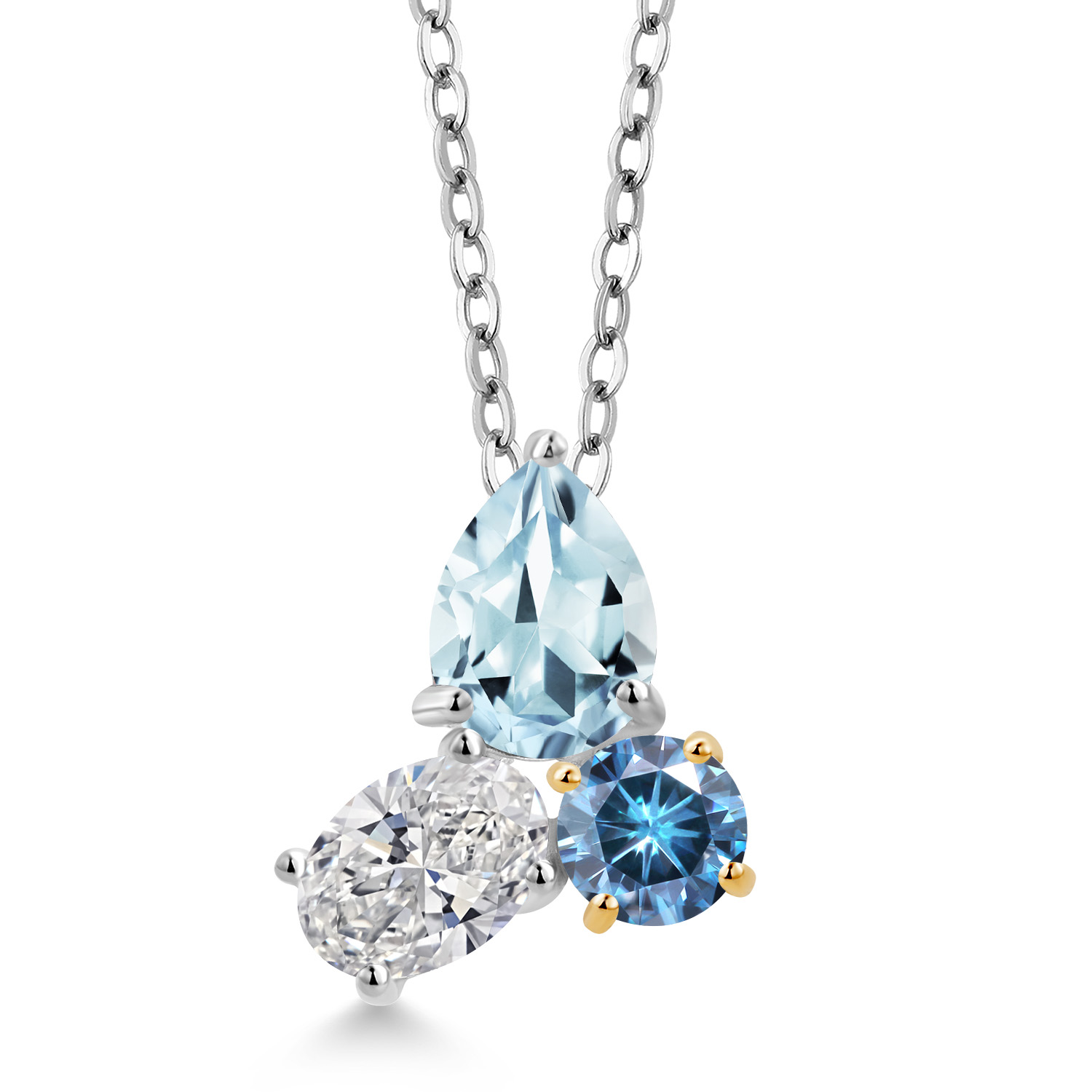 Goldenchen 925 Sterling Silver Plated Snow Lotus Pendant Necklace – 18 Inch Chain, Cubic Zirconia Accent