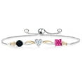 thumbnail image 1 of 925 Silver and 10K Yellow Gold Black Onyx Near Colorless White Moissanite Pink Mystic Topaz and Lab Grown Diamond Tennis Bracelet for Women By Keren Hanan (2.08 cttw, Adjustable up To 9 inch), 1 of 4