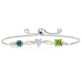 thumbnail image 1 of 925 Silver and 10K Yellow Gold Blue Moissanite Near Colorless White Moissanite Green Peridot and Lab Grown Diamond Tennis Bracelet for Women By Keren Hanan (2.03 cttw, Adjustable up To 9 inch), 1 of 4