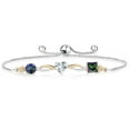 thumbnail image 1 of 925 Silver and 10K Yellow Gold Blue Mystic Topaz Sky Blue Aquamarine Green Mystic Topaz and Lab Grown Diamond Tennis Bracelet for Women By Keren Hanan (2.03 cttw, Adjustable up To 9 inch), 1 of 4