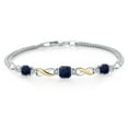 thumbnail image 1 of 925 Silver and 10K Yellow Gold Blue Sapphire and White Lab Grown Diamond Bracelet for Women (2.79 Cttw, Gemstone September Birthstone, Cushion 6MM and 5MM , 6.5/7/7.5 inch, Made in Italy), 1 of 6