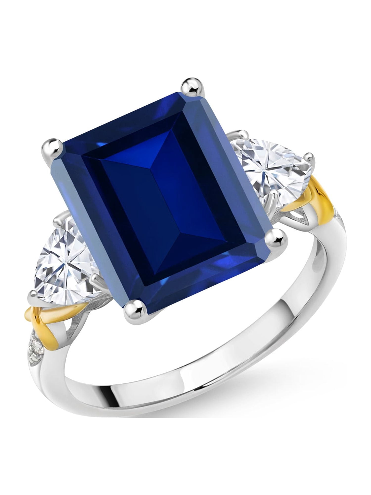 Gem Stone King Sterling Silver Ring With Blue Sapphire & Lab Diamond - 1.30 Ct Heart Shape (Sizes 5-9)