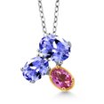 thumbnail image 1 of 925 Silver and 10K Yellow Gold Blue Tanzanite and Pink Mystic Topaz Pendant Necklace for Women (2.41 Cttw, Oval 8X6MM, 7X5MM and 6X4MM, Gemstone December Birthstone, with 18 inch Chain), 1 of 4