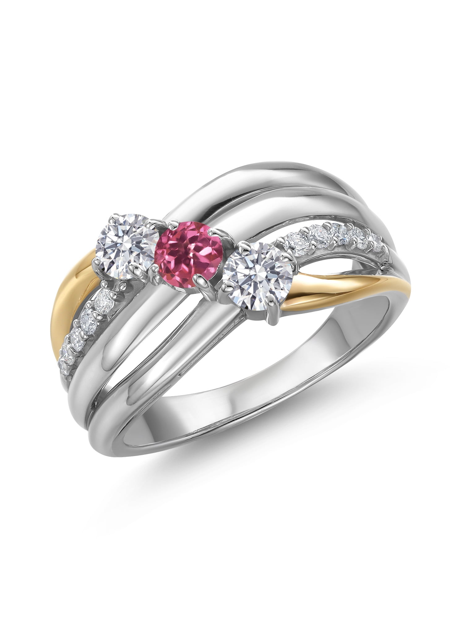 Gem Stone King 925 Silver and 10K Yellow Gold Lab Grown Diamond and