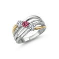 Gem Stone King 925 Silver and 10K Yellow Gold Lab Grown Diamond and Pink Tourmaline and Lab