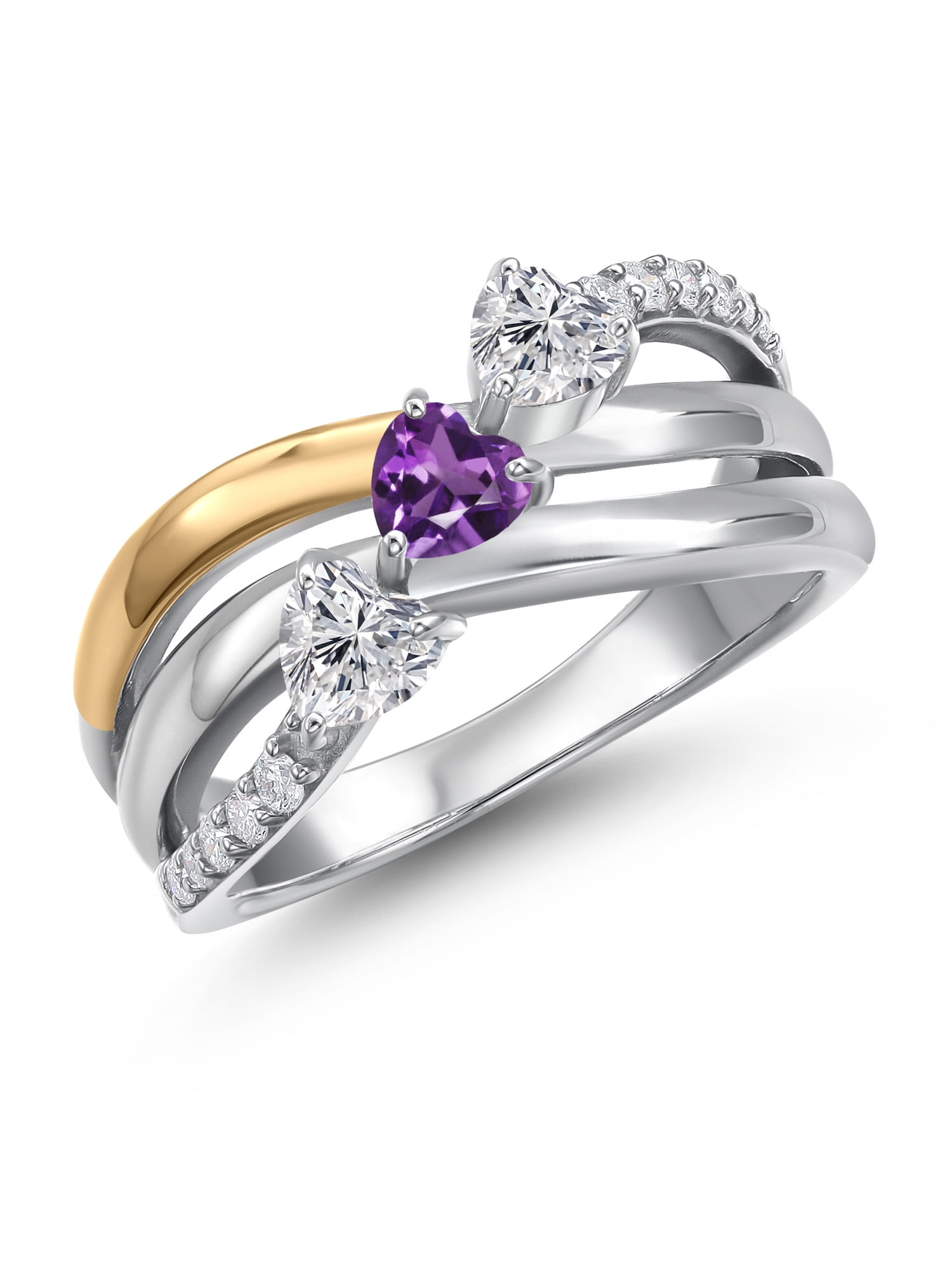 Gem Stone King 925 Silver and 10K Yellow Gold Lab Grown Diamond and