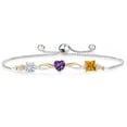thumbnail image 1 of 925 Silver and 10K Yellow Gold Near Colorless White Moissanite Purple Amethyst Yellow Citrine and Lab Grown Diamond Tennis Bracelet for Women By Keren Hanan (1.90 cttw, Adjustable up To 9 inch), 1 of 4