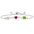 thumbnail image 1 of 925 Silver and 10K Yellow Gold Near Colorless White Moissanite Red Created Ruby Green Peridot and Lab Grown Diamond Tennis Bracelet for Women By Keren Hanan (2.19 cttw, Adjustable up To 9 inch), 1 of 4