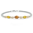 thumbnail image 1 of 925 Silver and 10K Yellow Gold Orange Red Madeira Citrine and Yellow Citrine and White Lab Grown Diamond Bracelet for Women (1.66 Cttw, Gemstone November Birthstone, Oval, Wheat Chain, 6.5 inches), 1 of 5