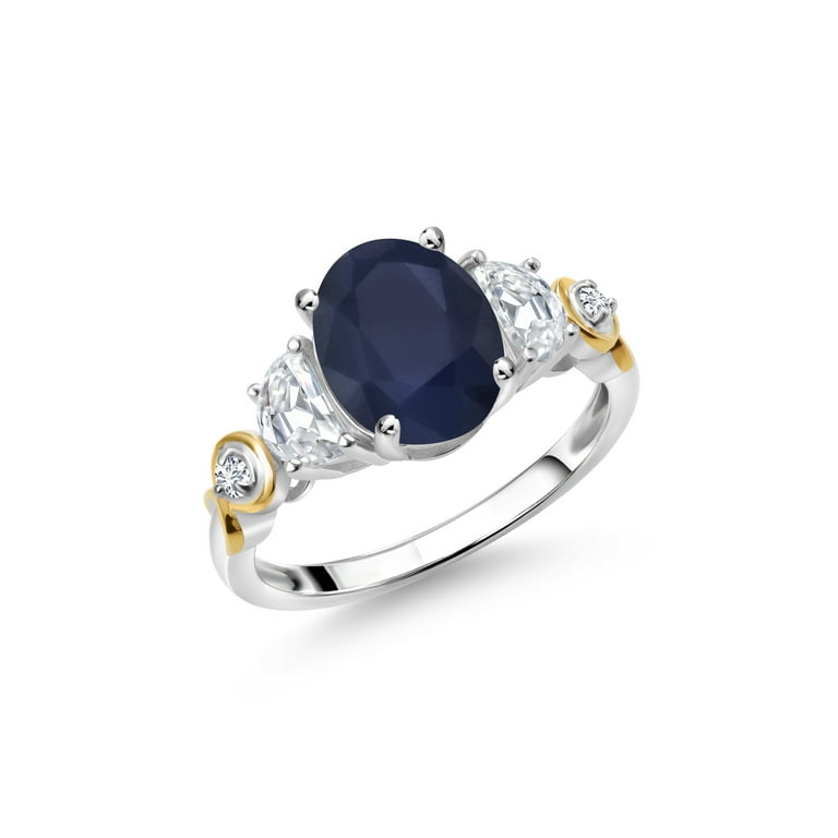 10k White Gold Created Blue Sapphire and Lab Grown Diamond Promise Ring 10k White Gold Created Blue Sapphire and Lab Grown Diamond Promise Ring