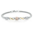 thumbnail image 1 of 925 Silver and 10K Yellow Gold Peach Morganite and White Moissanite and White Lab Grown Diamond Bracelet for Women (2.17 Cttw, Gemstone October Birthstone, Cushion 6MM, 7.5 inches, Made in Italy), 1 of 4