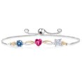 thumbnail image 1 of 925 Silver and 10K Yellow Gold Persian Blue Moissanite Pink Created Sapphire Moissanite and Lab Grown Diamond Tennis Bracelet for Women By Keren Hanan (2.10 cttw, Adjustable up To 9 inch), 1 of 4