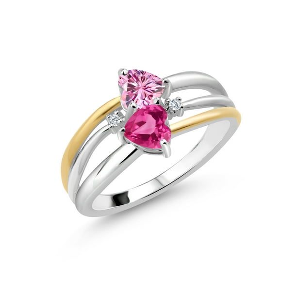 10k online yellow gold pink heart/diamond ring