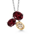 thumbnail image 1 of 925 Silver and 10K Yellow Gold Red Rhodolite Garnet and Peach Morganite Pendant Necklace for Women (2.75 Cttw, Oval 8X6MM, 7X5MM and 6X4MM, Gemstone January Birthstone, with 18 inch Chain), 1 of 4
