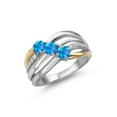 Gem Stone King 925 Silver and 10K Yellow Gold Simulated Blue Opal and