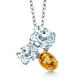 thumbnail image 1 of 925 Silver and 10K Yellow Gold Sky Blue Aquamarine and Yellow Sapphire Pendant Necklace for Women (2.57 Cttw, Oval 8X6MM, 7X5MM and 6X4MM, Gemstone March Birthstone, with 18 inch Chain), 1 of 4