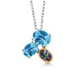 925 Silver and 10K Yellow Gold Swiss Blue Topaz and Green Mystic Topaz