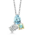 thumbnail image 1 of 925 Silver and 10K Yellow Gold Topaz and Lab Grown Diamond and Mercury Mist Mystic Topaz Pendant Necklace for Women | 2.57 Cttw | Pear Shape 8X6MM | Oval 7X5MM | Round 5MM | with 18 inch Chain, 1 of 4
