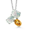thumbnail image 1 of 925 Silver and 10K Yellow Gold White Opal and Yellow Sapphire Pendant Necklace for Women (2.62 Cttw, Oval Cabochon 8X6MM, 7X5MM and 6X4MM, Gemstone October Birthstone, with 18 inch Chain), 1 of 4