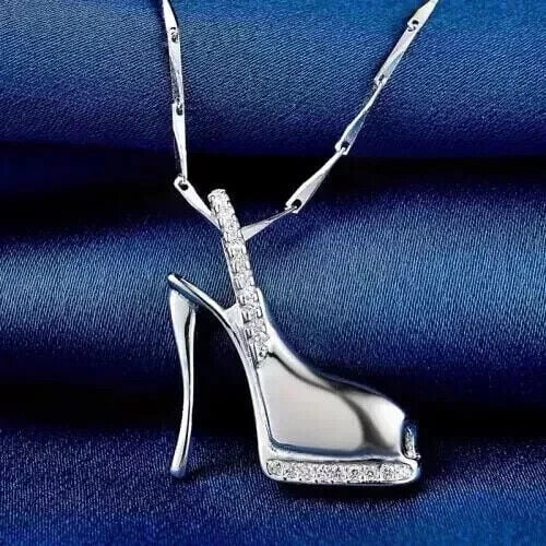 925 Silver 2Ct Round Cut Simulated Diamond Custom Women Pendant 14K White Gold Plated Silver Free Chain 18"