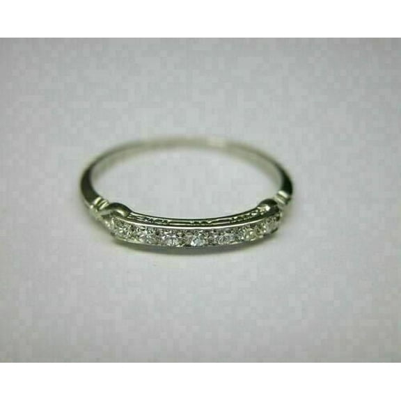 0.50Ct Round Cut Diamond Women's Wedding Band Ring 14K White Gold Plated