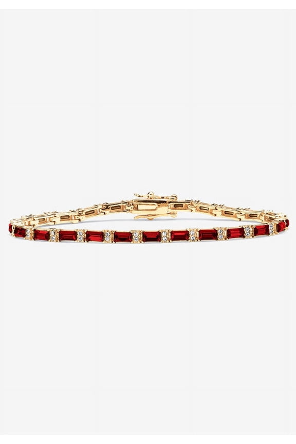 925 Silver Baguette Ruby with diamond Tennis Bracelet/ 14K Gold plated Emerald Bracelet/ Genuine Emerald Bracelet, women gift for her
