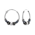 thumbnail image 1 of 925 Silver Bali Hoops Oxidized 20 mm Hoop with Circles, 1 of 3