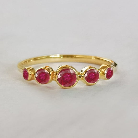925 Silver Birthstone Ring, Five Stone Bazel Set Ring, Minimalist Handmade Ring, Every Day Ring, Plain Band Ring, Birthday Gift Ring For Women,