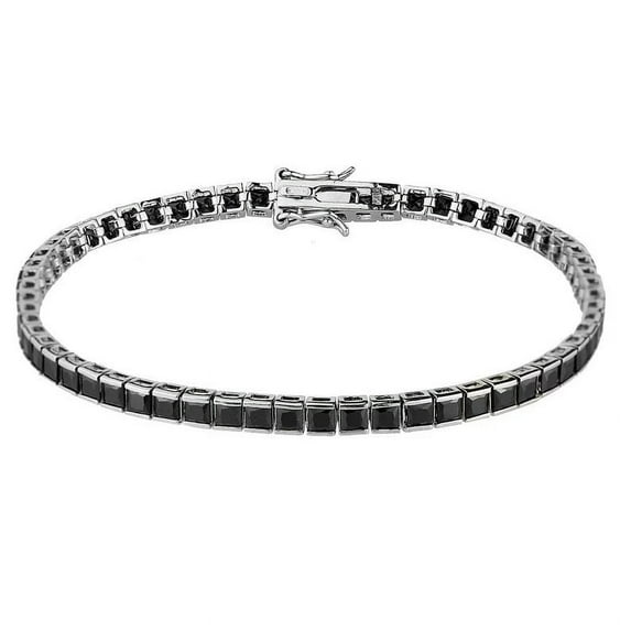 925 Silver Black Spinel Square Tennis Bracelet in Sterling Silver for Women, Natural Gemstone Bracelet, Handmade Jewelry, Christmas Gift, Gift For her