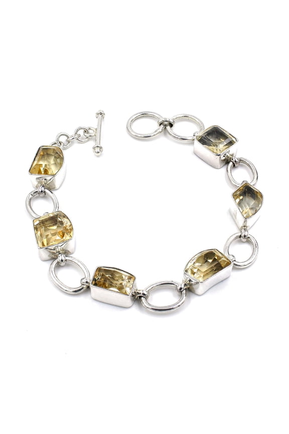 Lemon Quartz Bracelet for Women 925 Sterling Silver Handmade Designer Fashion Jewelry Gift