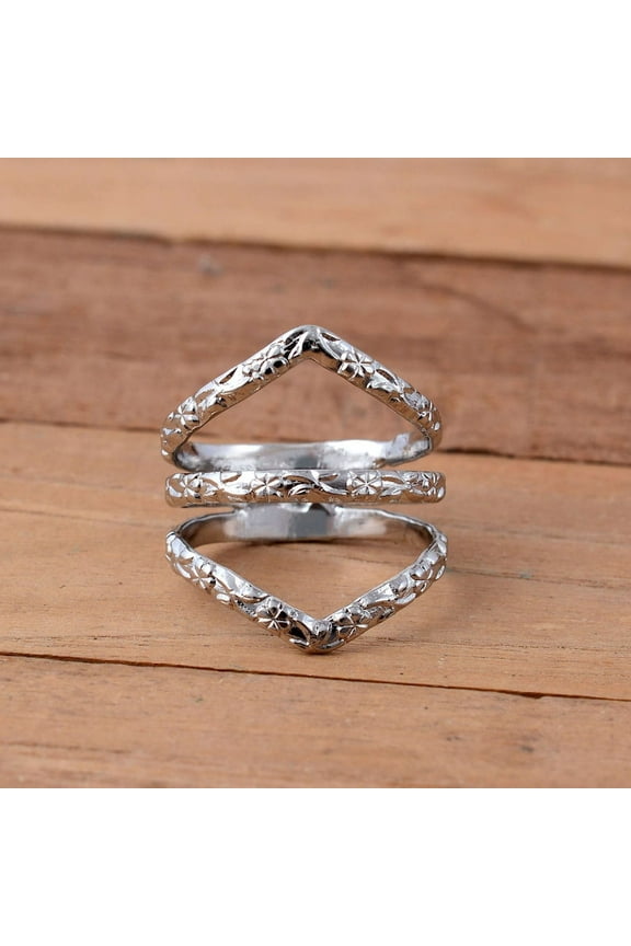 925 Silver Chevron Ring Splint – Adjustable Midi Ring for Arthritis Relief, Stylish & Functional
