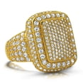 thumbnail image 1 of .925 Silver Cocktail Chunky Ice Bling Bling CZ Mens Ring in Gold, 1 of 1