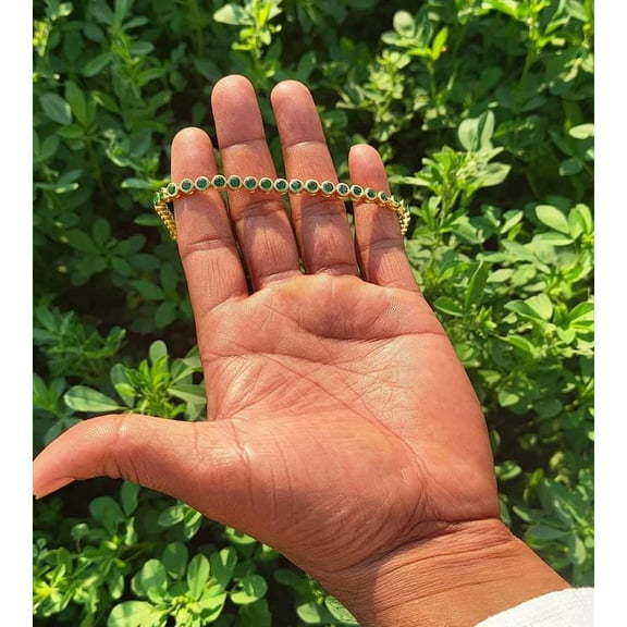 925 Silver Created Lab Emerald Bracelet,Tennis Bracelet,14k Gold Plated Tennis Bracelet,Bridal Jewelry,Bridesmaid Bracelet,Gift Girlfriend