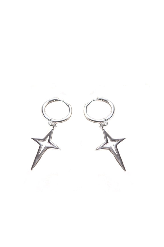 925 Silver Cross Star Stud Earrings, Geometric Symbol Earrings