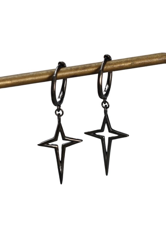 925 Silver Cross Star Stud Earrings, Geometric Symbol Earrings