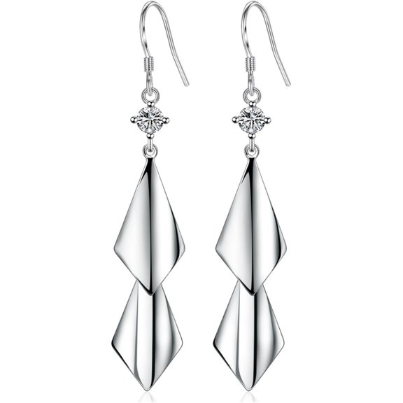 925 Silver Dangle Earrings For Women Hypoallergenic Cute Fashion Teardrop Drop Earrings Sparkly Nickel Free Crystal Hanging Dangly Dangling Earrings Jewelry For Women[Z1275]