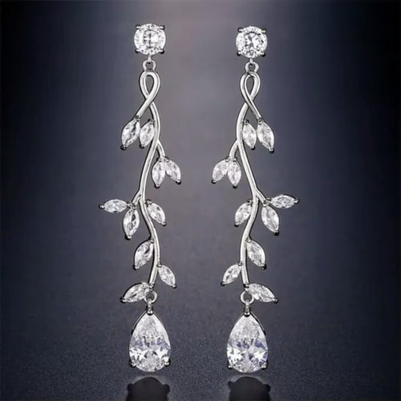 925 Silver Drop Earring Fashion Cubic Zircon Wedding Anniversary Jewelry A Pair