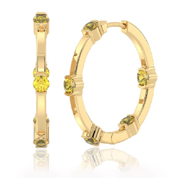 925 Silver Earrings Handcrafted Hoop Earrings – Yellow Citrine