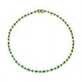thumbnail image 1 of 925 Silver Emerald bezel set tennis necklace gold Plated,Natural emerald Cut, pear with round tennis necklace ,Lab emerald tennis necklace gold Plated, 1 of 2