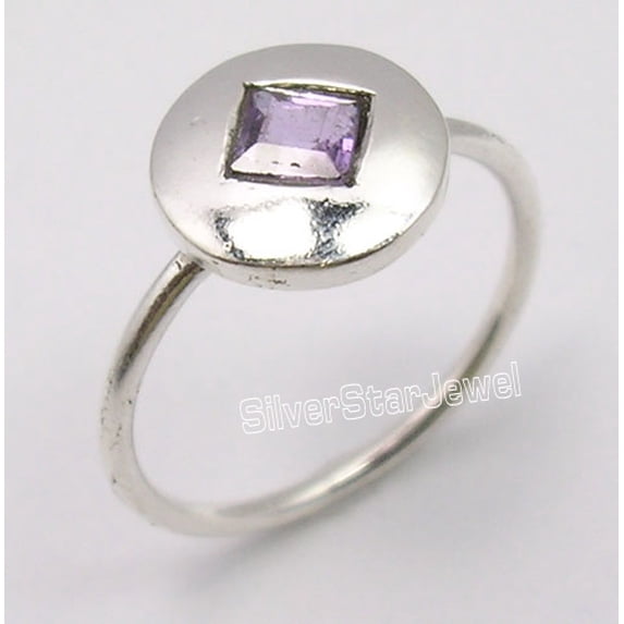 .925 Silver Fabulous Purple Amethyst Lightweight Ring Size 5.5 Factory Direct