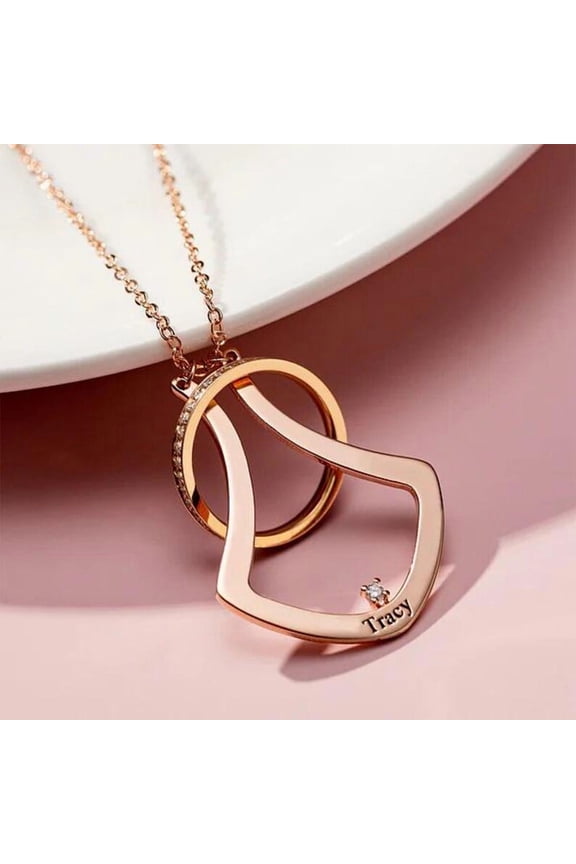 925 Silver Geometric Ring Holder Necklace With CZ Thick Chain Options Ring Size For Gift valentine Gift Engagement Ring Keeper Ring Holder