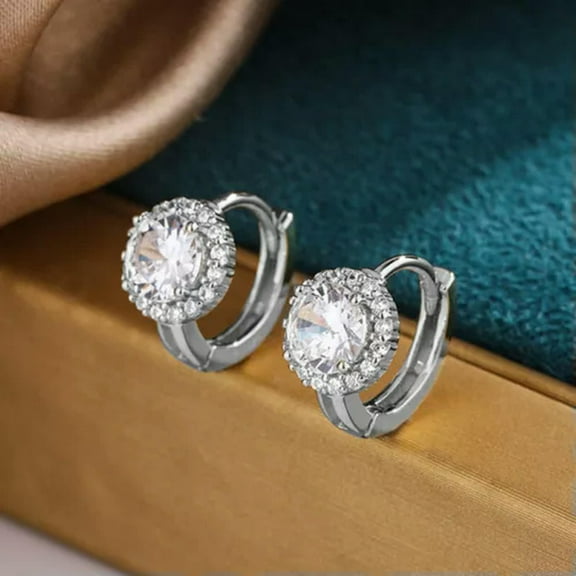 925 Silver,Gold Plated Hoop Earring for Women Fashion Cubic Zirconia Jewelry