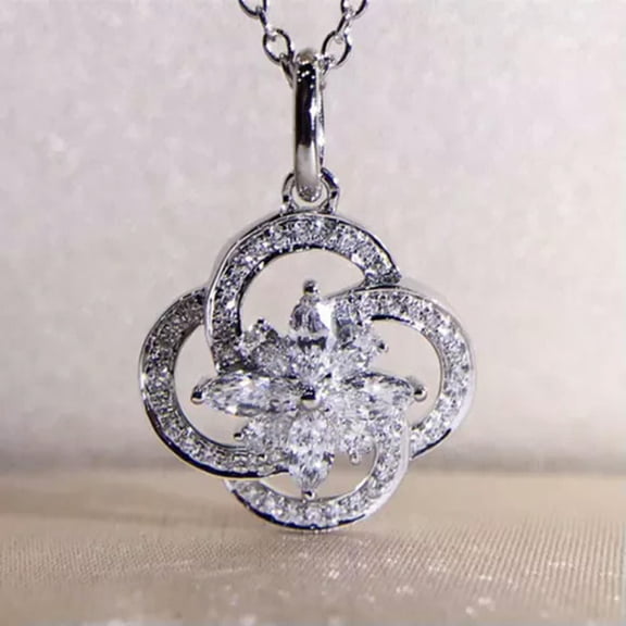 925 Silver,Gold,Rose Gold Necklace Pendant Cubic Zircon Jewelry Pretty Gift