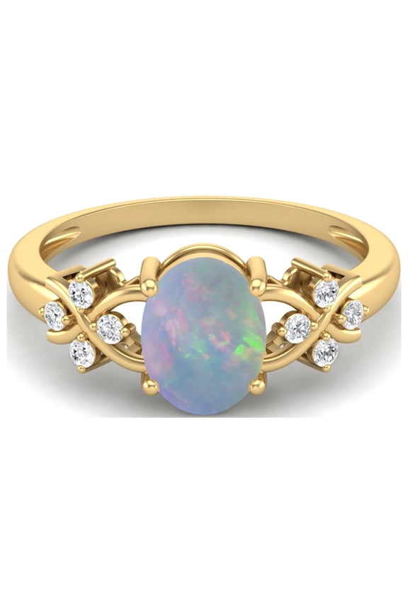 925 Silver Gold Vermeil 8X6 MM Oval Shape Ethiopian Opal Women Valentines Day Gifts Ring