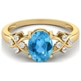 thumbnail image 1 of 925 Silver Gold Vermeil 8X6 MM Oval Shape Swiss Blue Topaz Women Valentines Day Gifts Ring, 1 of 4