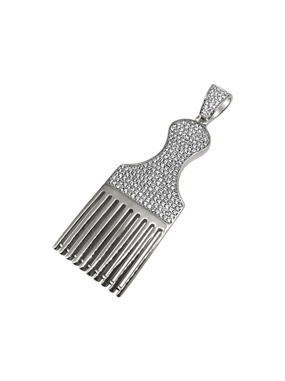 .925 Silver Hair Pic Barber CZ Bling Bling Pendant