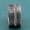 thumbnail image 1 of 925 Silver Hammered Design Fidget Textured Spinner Worry Women Men Band Ring, 1 of 2
